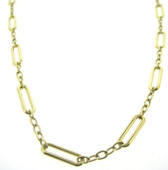 9ct Yellow Gold Cable and Long Oval Link Necklace