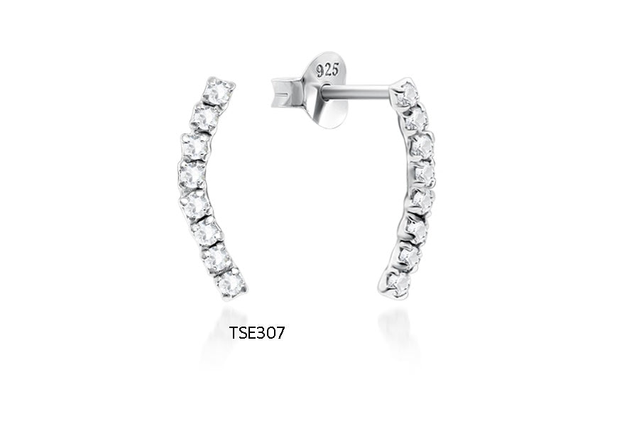 Sterling Silver CZ Climber Earrings