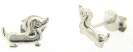 Sterling Silver Dachshung Dog Stud Earrings