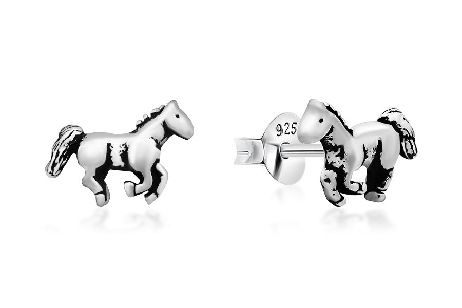 Sterling Silver Horse Stud Earrings