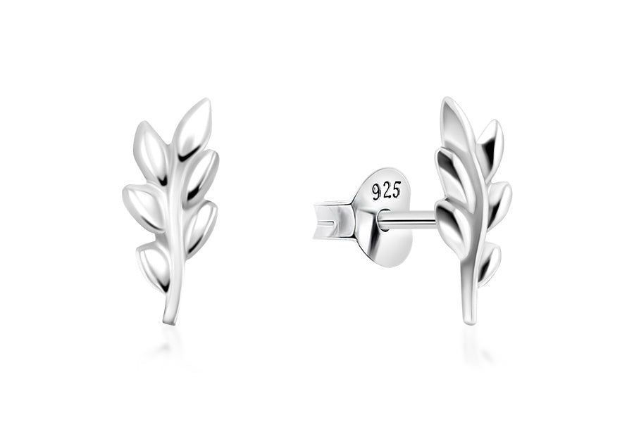 Sterling Silver Leaf Stud Earrings