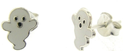 Sterling Silver White Ghost Stud Earrings
