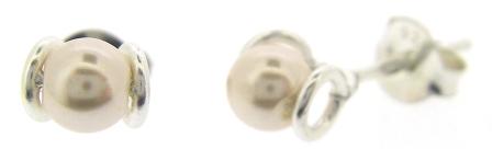 Sterling Silver Synthetic Pink Pearl Stud Earrings