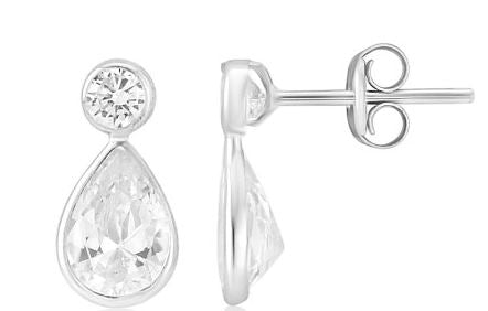 9ct White Gold Cubic Zirconia Pear Drop Earrings