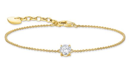 Thomas Sabo Sterling Silver Yellow Gold Plated 4 Claw Bracelet with Cubic Zirconia