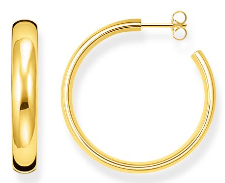 Thomas Sabo Sterling Silver Yellow Gold Plated Medium Chunky Hoop Earrings