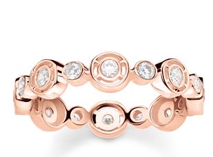 Thomas Sabo Sterling Silver Rose Gold Plate Bezel Set Ring with Cubic Zirconia