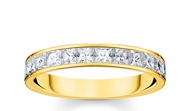 Thomas Sabo Sterling Silver Yellow Gold Plated Princess Cut Band with Cubic Zirconia Ring
