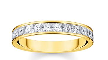 Thomas Sabo Sterling Silver Yellow Gold Plated Princess Cut Band with Cubic Zirconia Ring