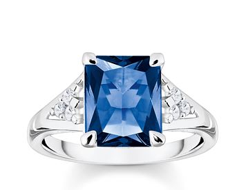 Thomas Sabo Sterling Silver Octagon Sapphire Ring with Cubic Zirconia