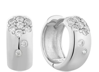 Ania Haie Silver Cubic Zirconia Chubby Huggie Hoop Earrings