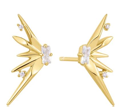 Ania Haie Silver and Yellow Gold Plated Cubic Zirconia Spike Stud Earrings
