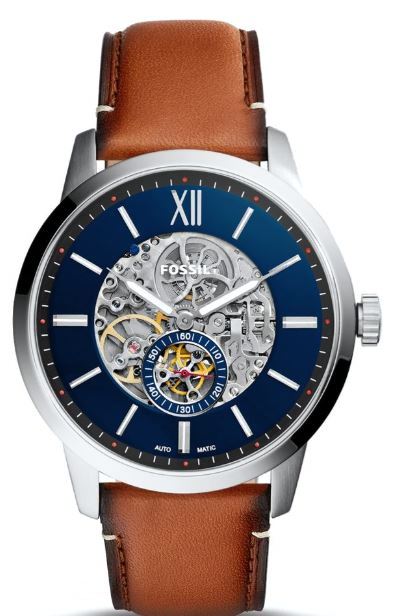 Fossil Mens Townsman Automatic Blue Open Heart 44mm watch