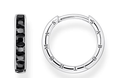 Thomas Sabo Sterling Silver Hoop Earrings with Black Cubic Zirconia