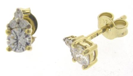 9ct Yellow Gold Rubover CZ Stud Earrings