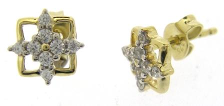 9ct Yellow Gold Diamond Stud Earrings