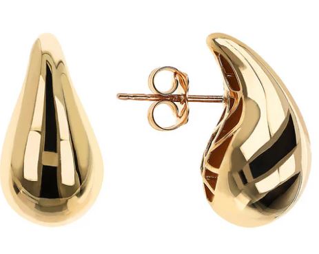 Sparkling 9ct Yellow Gold J-Shaped Stud Earrings
