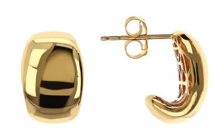 9ct Yellow Gold Satin-Brushed Cushion Stud Earrings