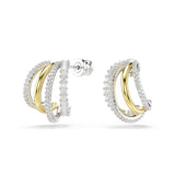 Swarovski Hyperbola Hoop Earrings - Rhodium Plated And Gold Tone-Plated - White Crystals