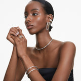 Swarovski Hyperbola Hoop Earrings - Rhodium Plated And Gold Tone-Plated - White Crystals