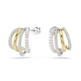 Swarovski Hyperbola Hoop Earrings - Rhodium Plated And Gold Tone-Plated - White Crystals