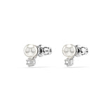 Swarovski Matrix Stud Earrings - Rhodium Plated - Crystal Pearl