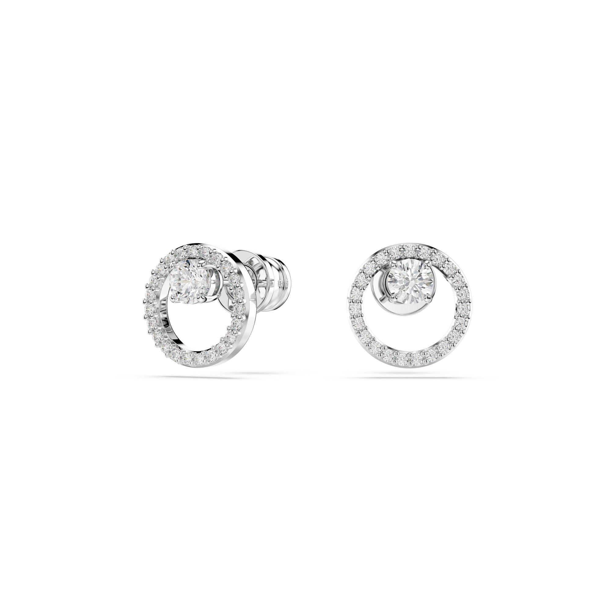 Swarovski Constella Stud Earrings - Rhodium Plated - White Crystals