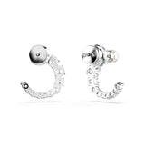 Swarovski Matrix Hoop Earrings - Rhodium Plated - Crystal Pearl