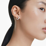 Swarovski Matrix Hoop Earrings - Rhodium Plated - Crystal Pearl