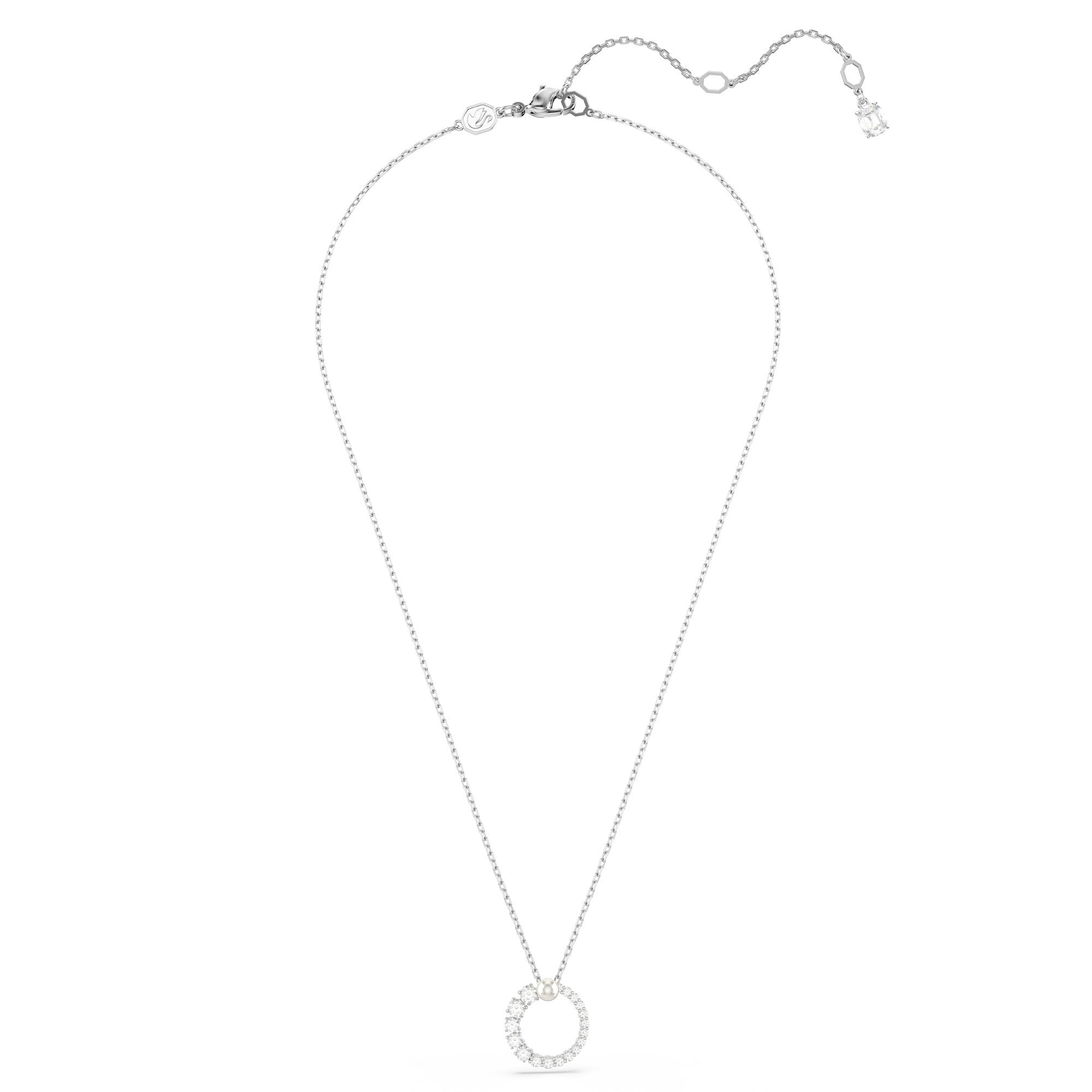 Swarovski Matrix Pendant - Rhodium Plated - Crystal Pearl
