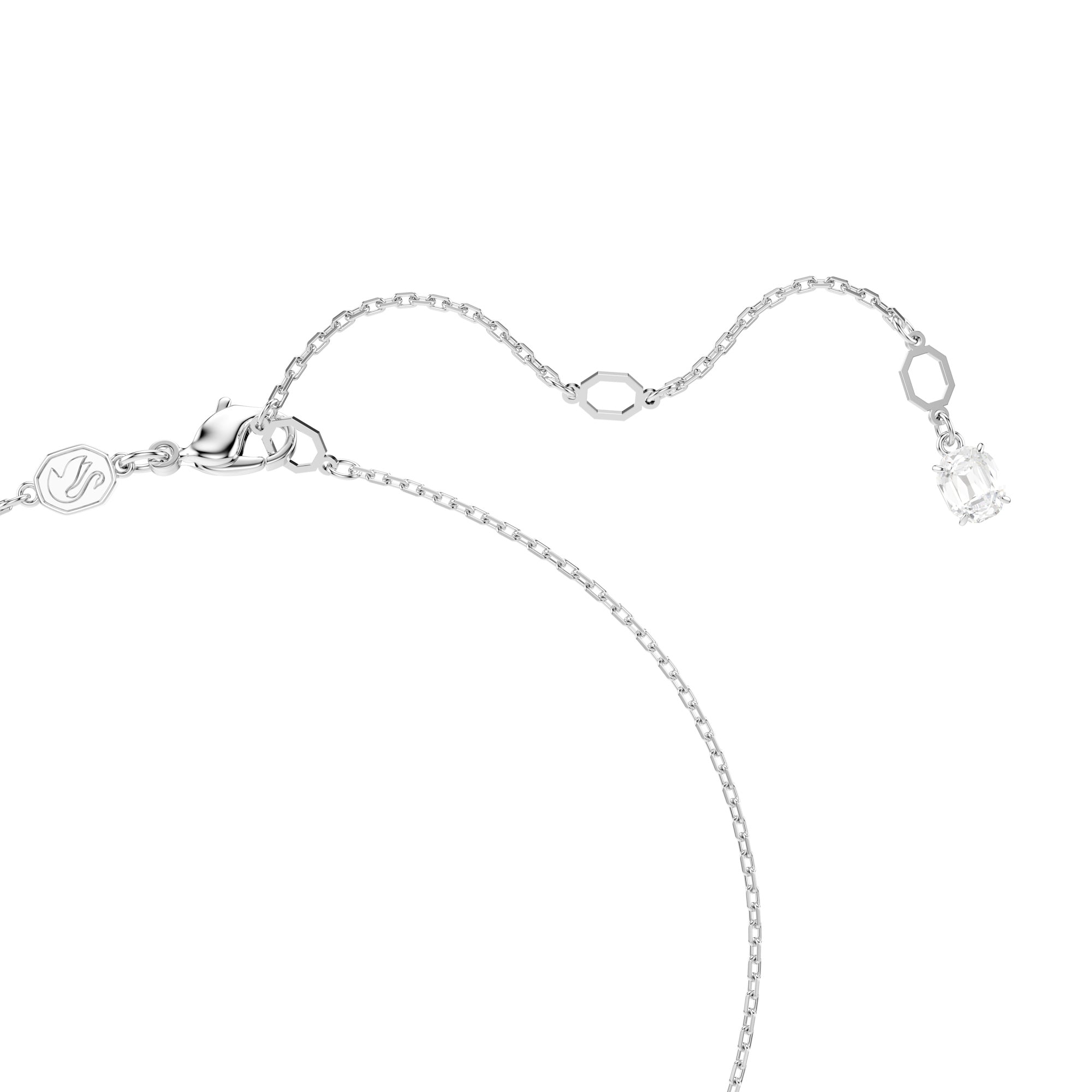 Swarovski Matrix Pendant - Rhodium Plated - Crystal Pearl
