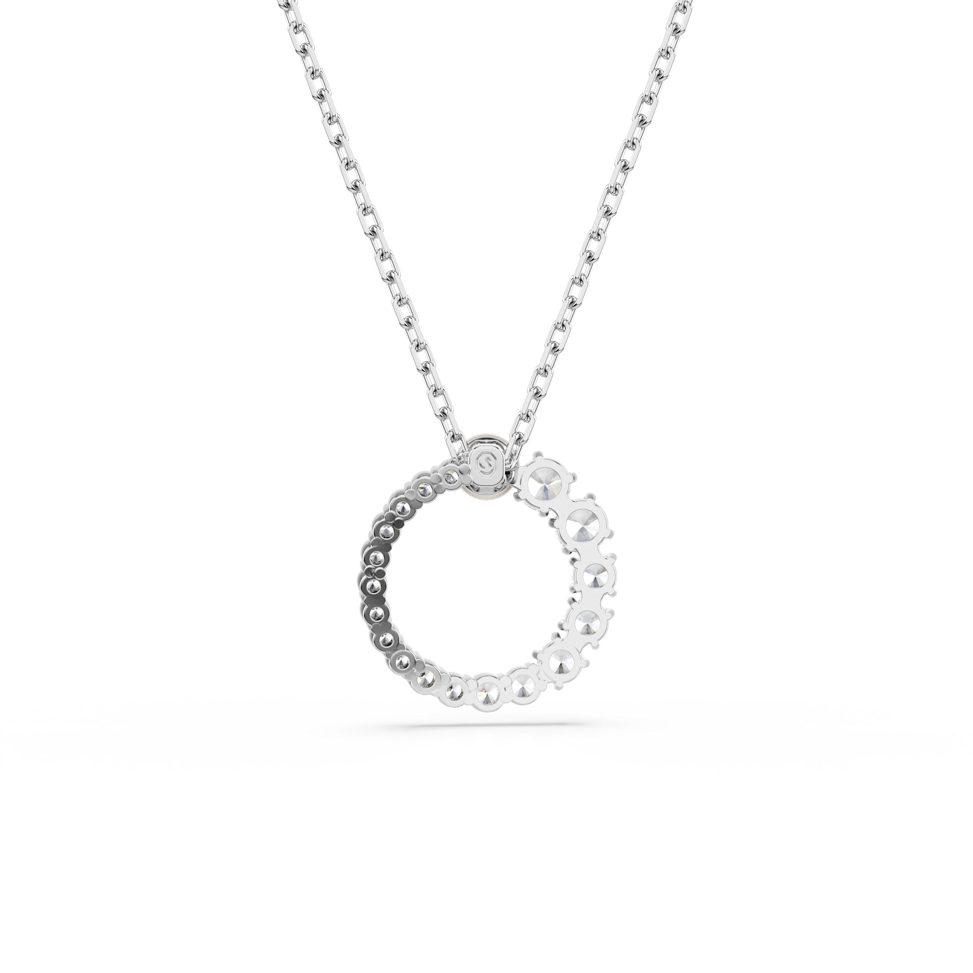Swarovski Matrix Pendant - Rhodium Plated - Crystal Pearl