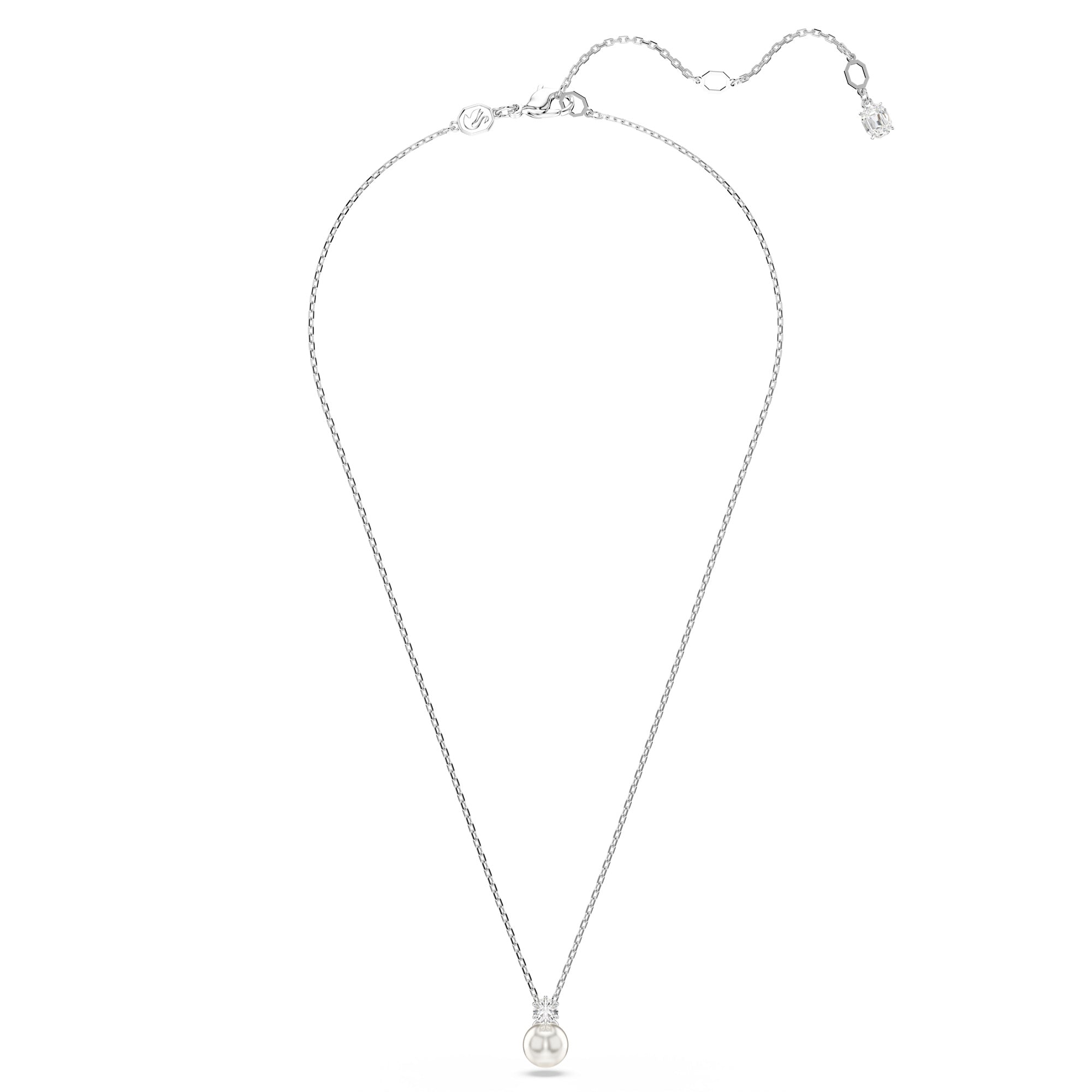 Swarovski Matrix Pendant - Rhodium Plated - Crystal Pearl