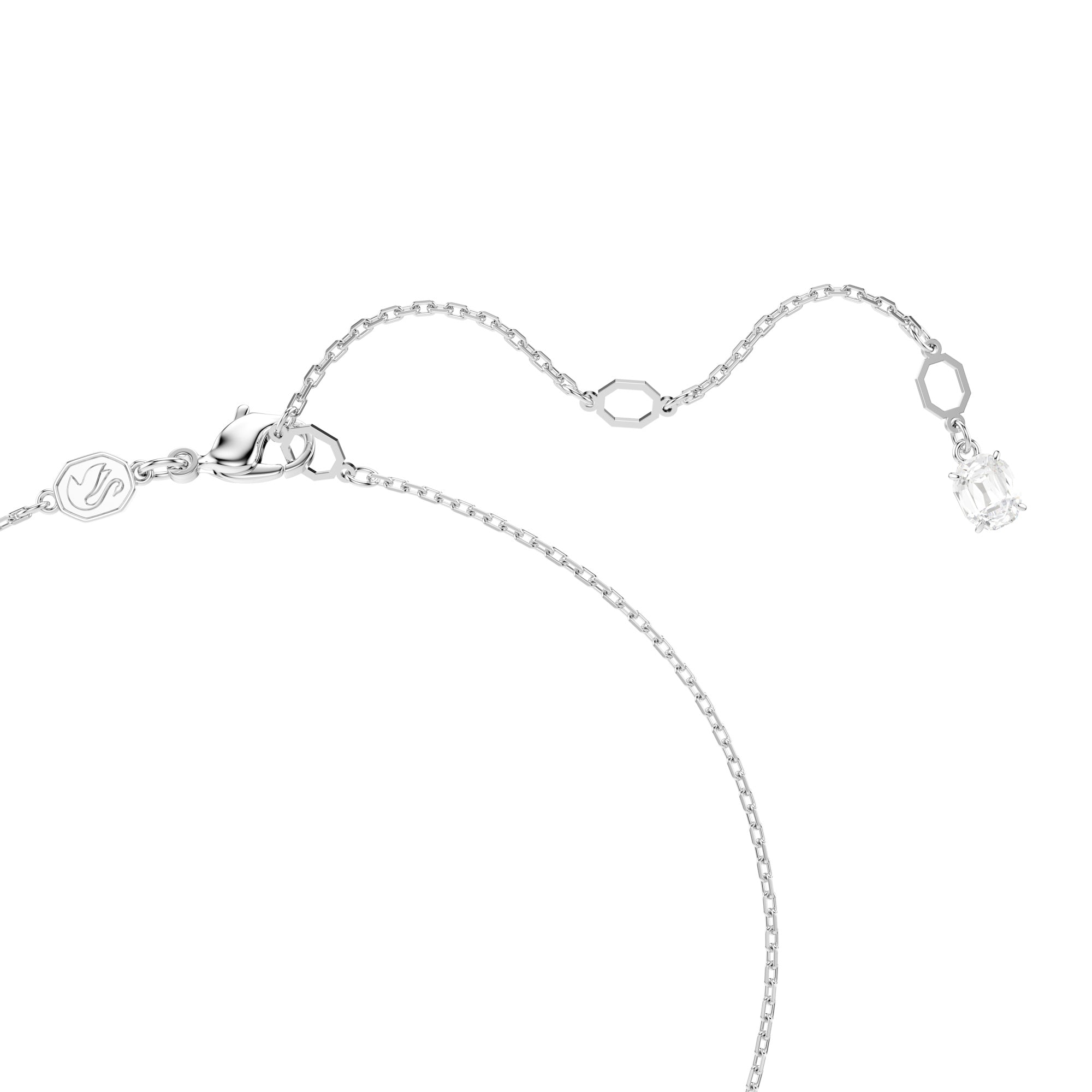 Swarovski Matrix Pendant - Rhodium Plated - Crystal Pearl