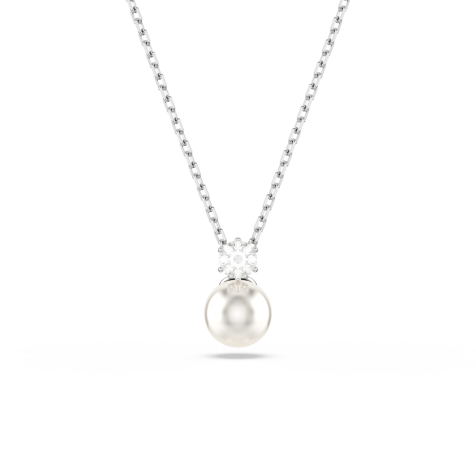 Swarovski Matrix Pendant - Rhodium Plated - Crystal Pearl
