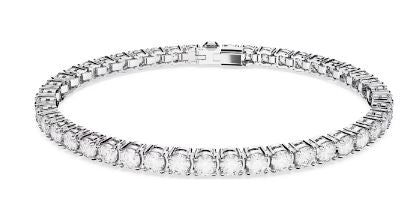 Swarovski Matrix Tennis Bracelet, Round Cut, White, Rhodium Plated - L