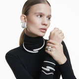 Swarovski Meteora Bangle - Rhodium Plated - White Crystals - L Bracelet