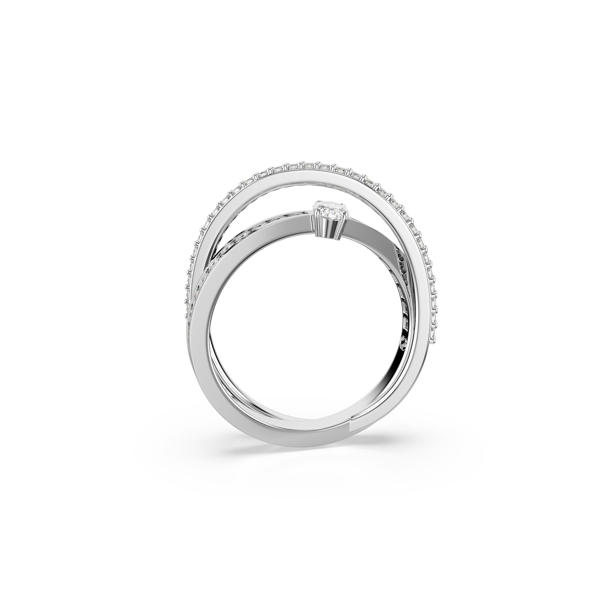 Swarovski Hyperbola Ring - Rhodium Plated - 58 - White Crystals