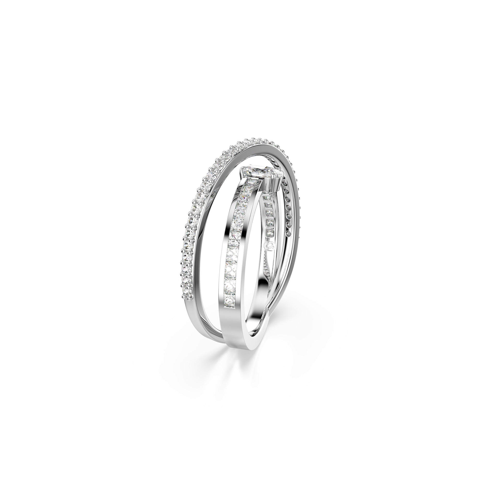 Swarovski Hyperbola Ring - Rhodium Plated - 55 - White Crystals