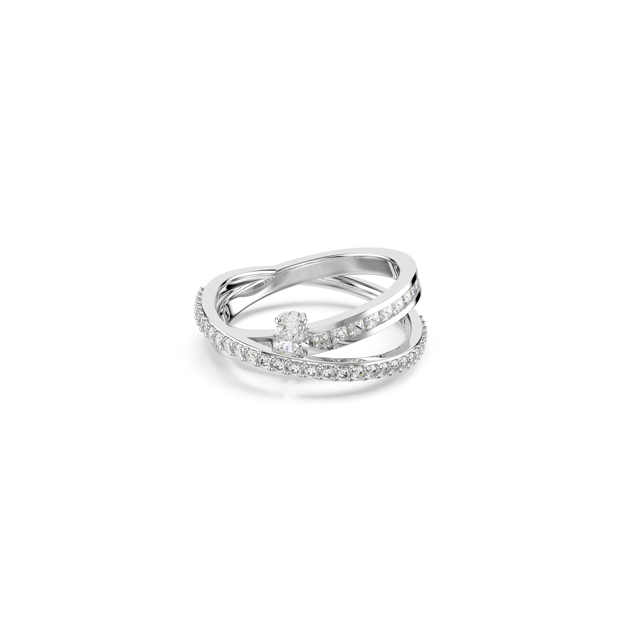 Swarovski Hyperbola Ring - Rhodium Plated - 55 - White Crystals