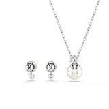 Swarovski Matrix Set - Rhodium Plated - Crystal Pearl Jewellery Sets Necklace