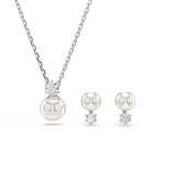 Swarovski Matrix Set - Rhodium Plated - Crystal Pearl Jewellery Sets Necklace