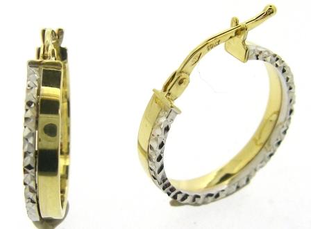 9ct Two-Tone Gold Diamond-Cut Hoop Earrings