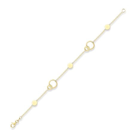 9ct Yellow Gold Interlocking Circles And Disc Bracelet