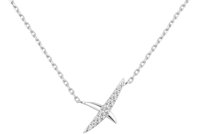 Ania Haie Silver Cubic Zirconia Pave Kiss Necklace 40-45cm