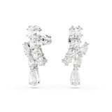 Swarovski Matrix Drop Earrings - Rhodium Plated - White