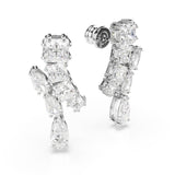Swarovski Matrix Drop Earrings - Rhodium Plated - White