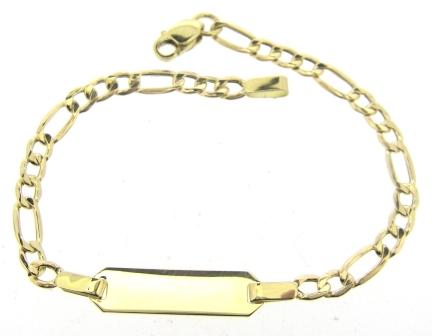 9ct Yellow Gold Figaro Link Identity Bracelet