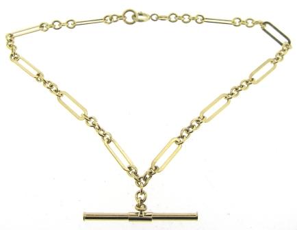 9ct Yellow Gold Figaro Belcher T-Bar Bracelet