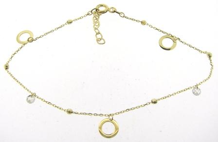 9ct Yellow Gold Cubic Zirconia & Circle Charm Bracelet